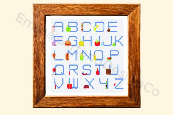 BBQ Alphabet Cross Stitch Pattern