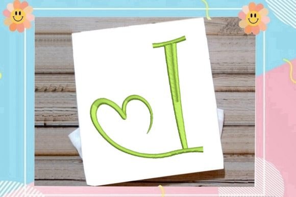 Beautiful Monogram I Letter Heart