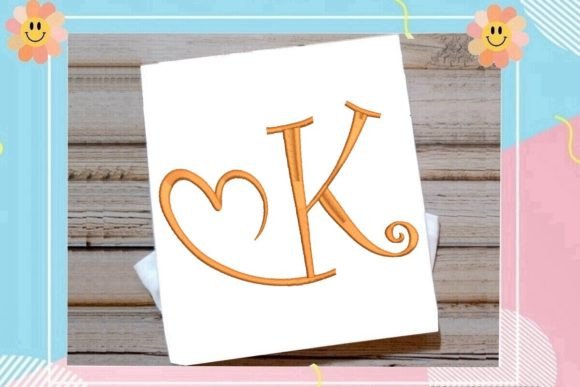 Beautiful Monogram K Letter Heart