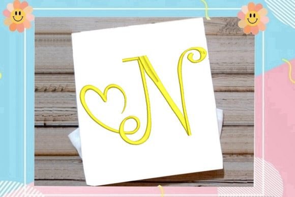 Beautiful Monogram N Letter Heart