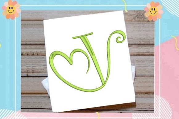 Beautiful Monogram V Letter Heart