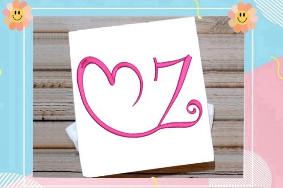 Beautiful Monogram Z Letter Heart
