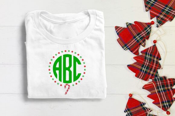 Candy Cane Round Monogram Frame